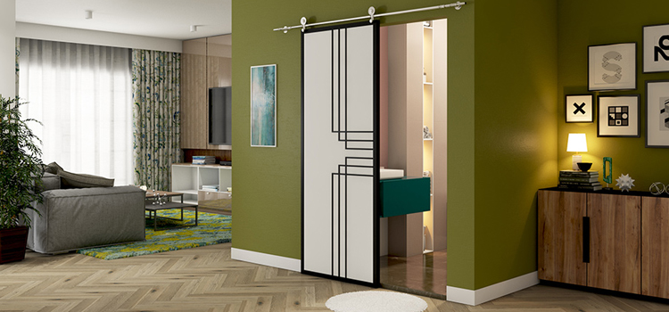 sliding bathroom door installation in Lake Forest